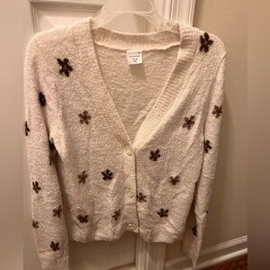 Abercrombie Kids button up flower cardigan